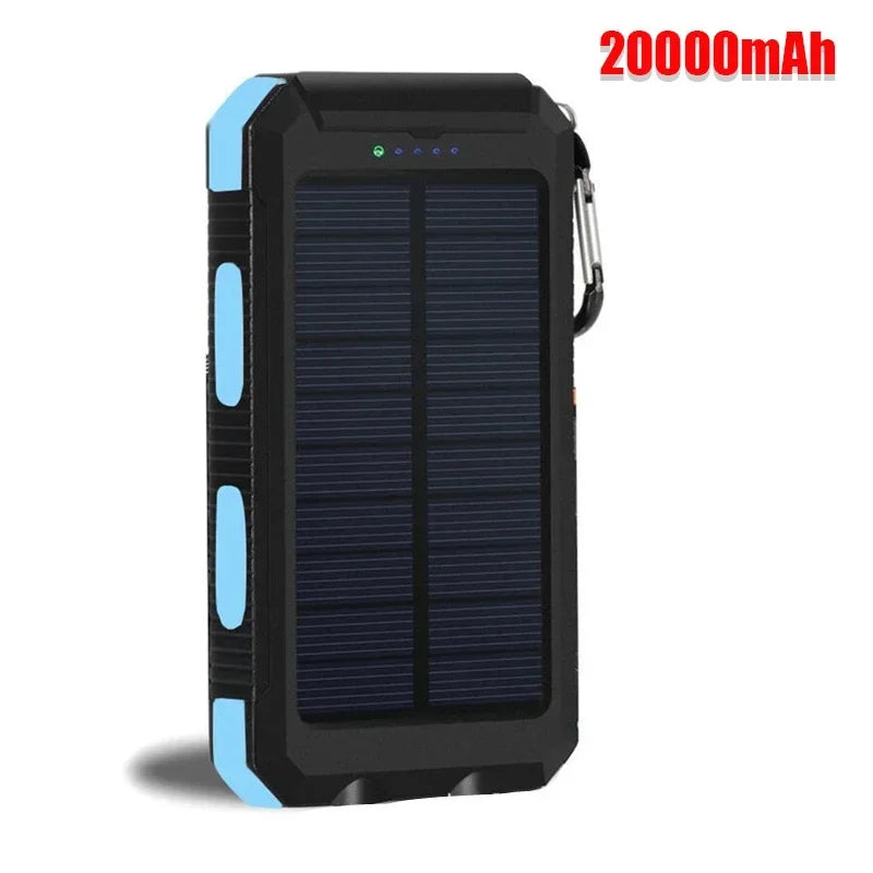 Portable Solar Power Bank 20000mAh External Battery Charging Power Bank External Battery Charger LED Light for All Smartphones  Orange 200