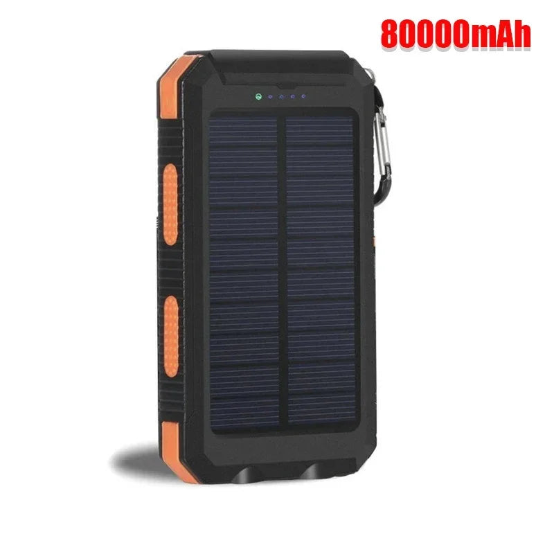 Portable Solar Power Bank 20000mAh External Battery Charging Power Bank External Battery Charger LED Light for All Smartphones Orange Aroncione 60A