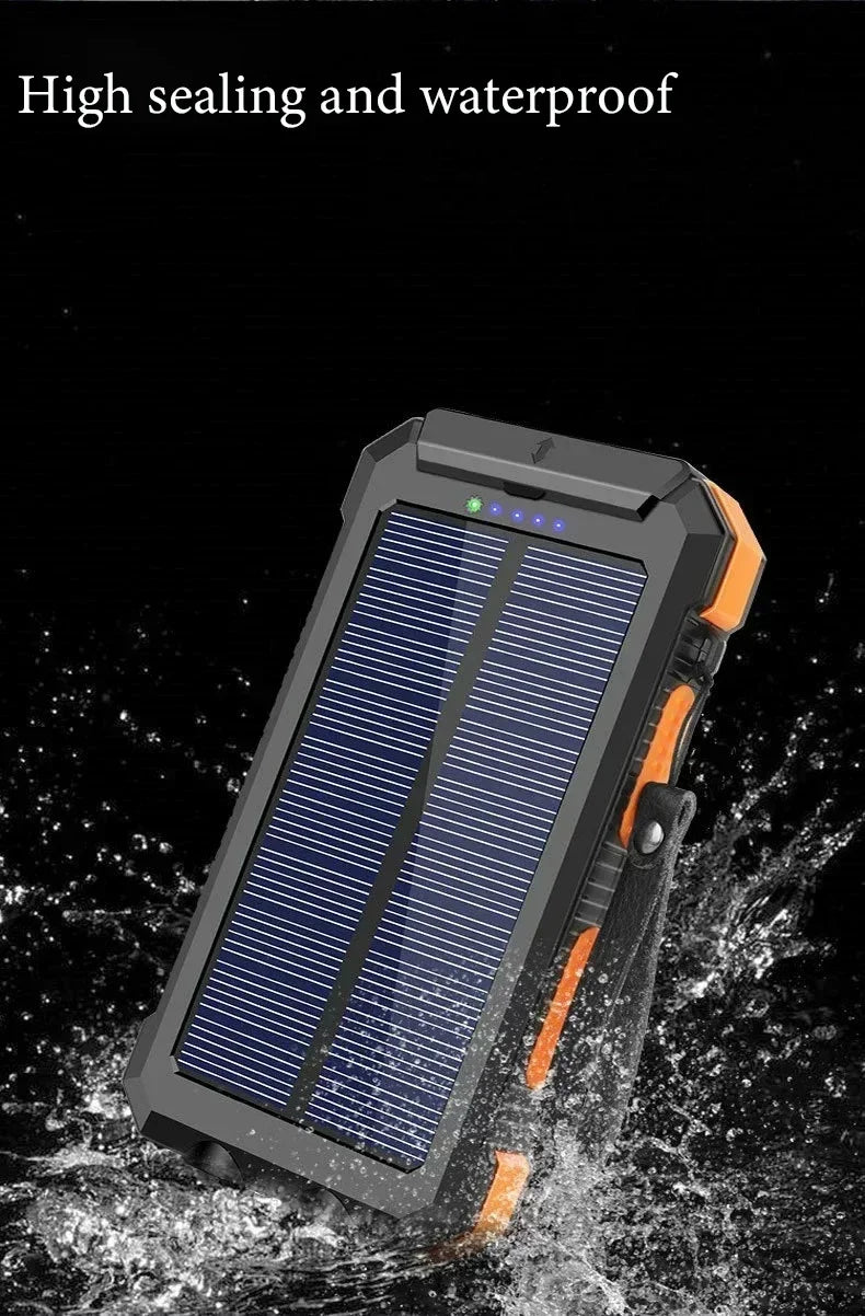 Portable Solar Power Bank 20000mAh External Battery Charging Power Bank External Battery Charger LED Light for All Smartphones